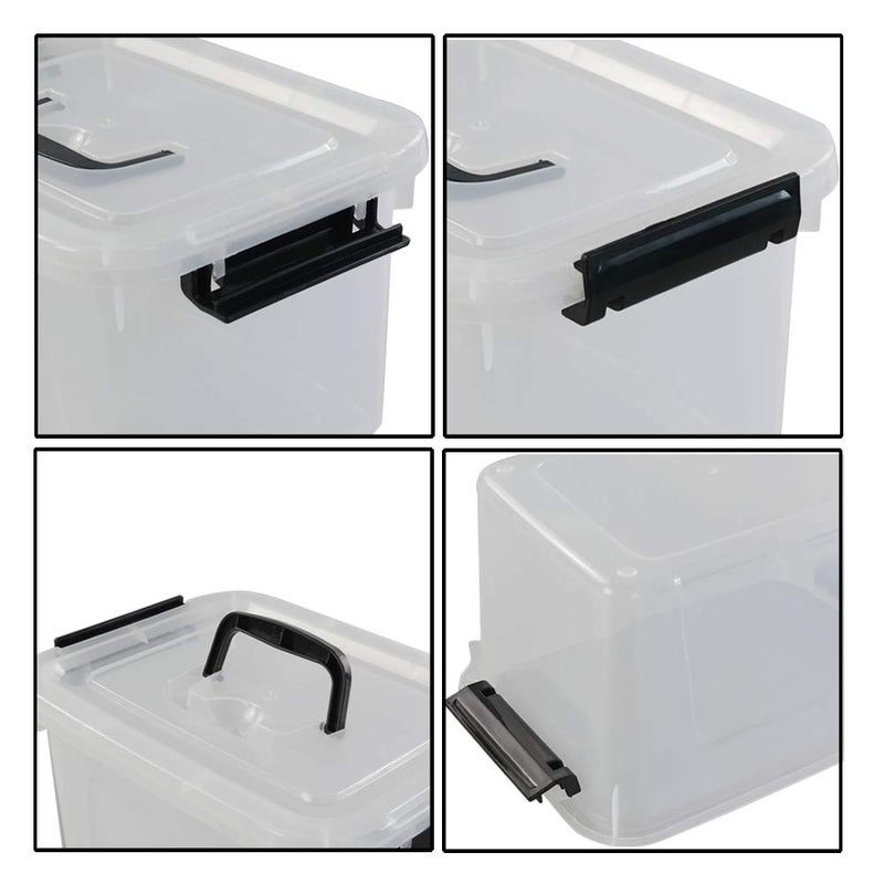 Begale 5 Quart Plastic Small Storage Container, Clear Latch Box with Latches, 4-Pack - Image 3